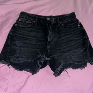 American eagle black ripped shorts